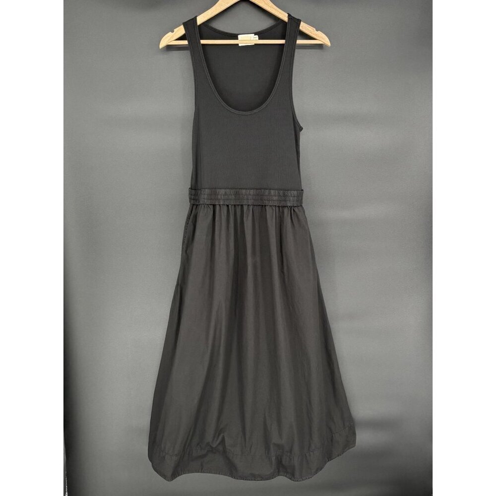 Nation LTD Revolve Women's Sadelle Midi Dress M Jet Black Organic Pima Cotton